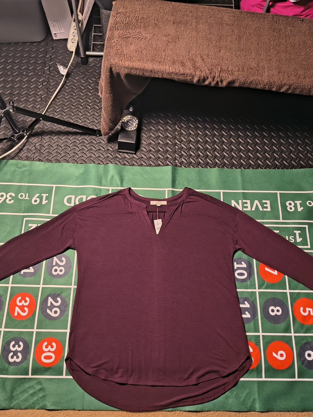 Ann Taylor LOFT Plum Wine Purple V-Notch Long Sleeve Blouse Top NWT XL